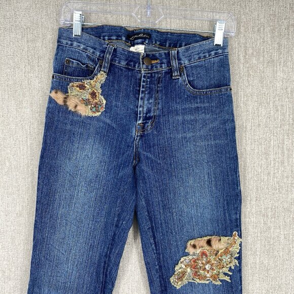 Vintage Lillie Rubin Jeans 6 Denim Flare Y2K Sequin Patch Embroidered - Picture 3 of 14